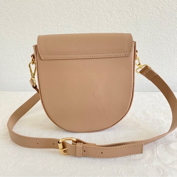 Giorgia Milani Leather Tan Flap Structured Crossbody Bag, UNUSED - Picture 3 of 10